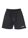 Dsquared2 Black Bermuda With Elastic Waist And Drawstring And Logo On The Front In Cotton Man In Black
