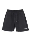 Dsquared2 Black Bermuda With Elastic Waist And Drawstring And Logo On The Front In Cotton Man In Black