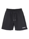 Dsquared2 Black Bermuda With Elastic Waist And Drawstring And Logo On The Front In Cotton Man In Black