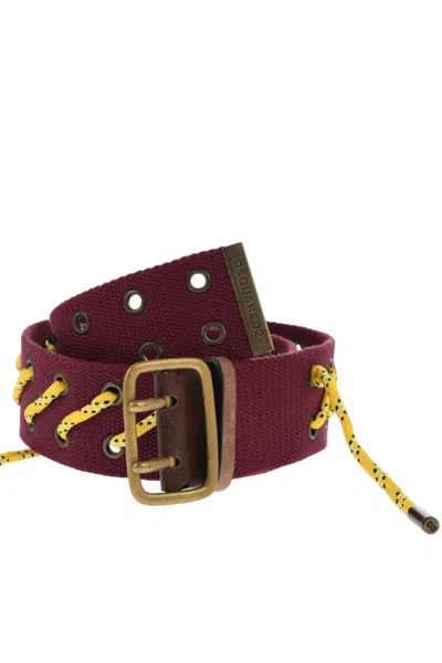 Dsquared2 Maroon Boy Scout Solid Belt In Burgundy