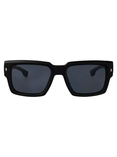 Dsquared2 Matte Black Acetate Sunglasses In Transparent