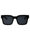 Dsquared2 Icon Rectangular Black Acetate Sunglasses With Applied Logo In Blue