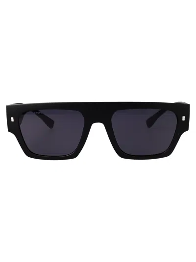 Dsquared2 Matte Black Injected Sunglasses In Blue