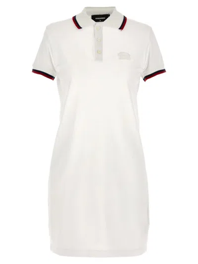 Dsquared2 Maxi Cut Out Polo Dress In White