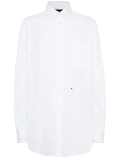 DSQUARED2 MAXI DEAN WHITE COTTON BUTTON SHIRT