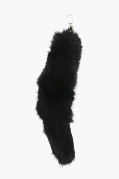 Dsquared2 Maxi Fur Keychain In Black