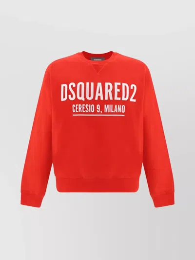 Dsquared2 Maxi Print Cotton Sweatshirt In Red