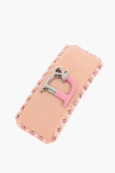 Dsquared2 Maxi Solid-color Hair Clip Embellished With Pearls And Stras In Neutral