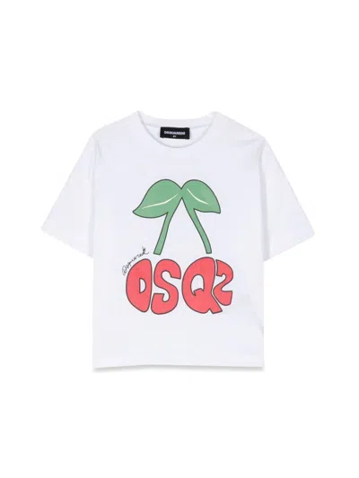 Dsquared2 Kids' Mc Logo Cherry T-shirt In White