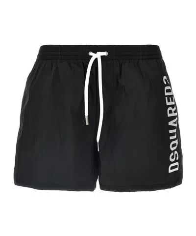 Dsquared2 Medium And Long Boxer Swimsuit In Black