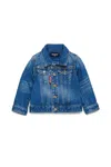 Dsquared2 Medium Blue Denim Jacket With Abrasions In Blue
