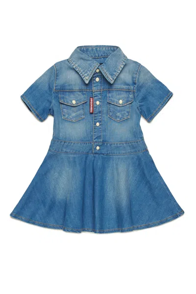 Dsquared2 Kids' Medium Blue Shaded Denim Dress