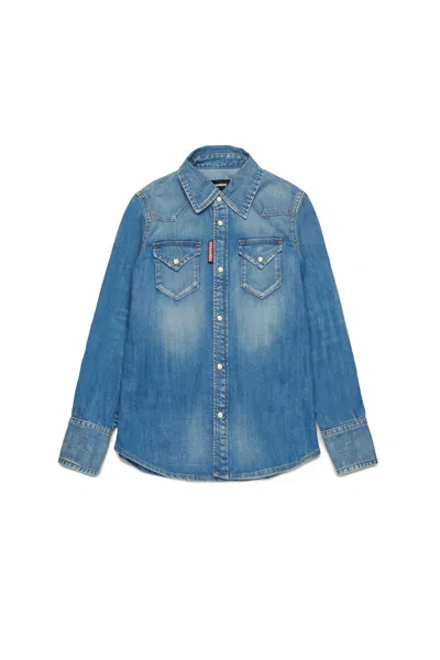 Dsquared2 Medium Blue Shaded Denim Shirt