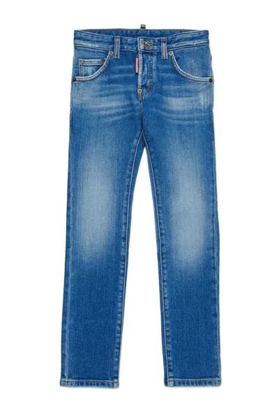 DSQUARED2 JEANS SKINNY BLU MEDIO CON ABRASIONI