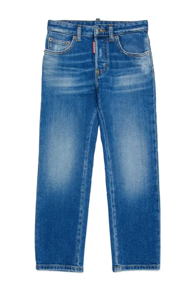 Dsquared2 Jeans Straight Blu Medio Con Abrasioni In Blue