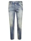 Dsquared2 Medium Blue Straight-leg Jeans With Traditional Five-pocket Design In Blue