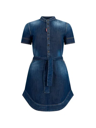 Dsquared2 Medium Carpenter Dress In Blue