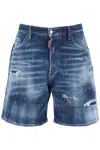 Dsquared2 Blue Jeans With Distressed Effect And Logo Patch On The Back In Blue