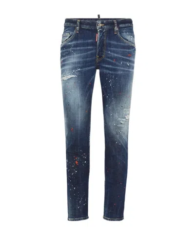 Dsquared2 Medium Easy Red Spots Wash Skater Jean In Blue