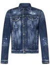 Dsquared2 Distressed-finish Button-front Denim Jacket In Blue