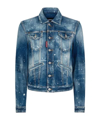 Dsquared2 Medium Kinky Wash Boyfriend Denim Jacket In Blue