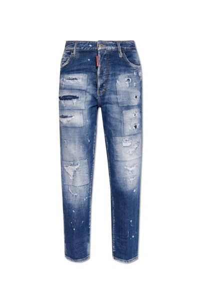 Dsquared2 Medium Mended Rips Wash 80's Jeans In Blue