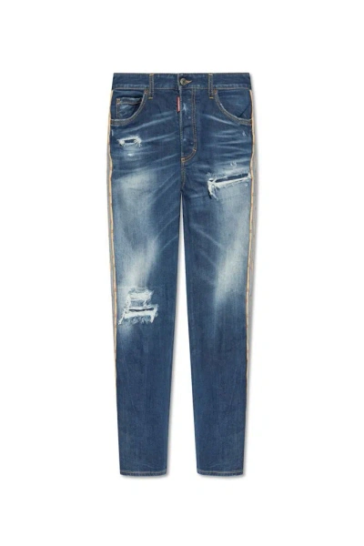Dsquared2 Medium Ripped Knee Wash Boston Jeans In Blue