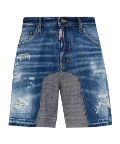 DSQUARED2 DSQUARED2 MEDIUM RIPPED WASH HYBRID SHORTS