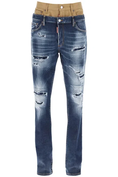 Dsquared2 Medium Ripped Wash Skinny Twin Pack Jeans In Blue