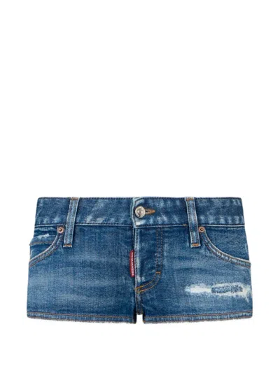 Dsquared2 Medium Trucker Hot Pants In Blue