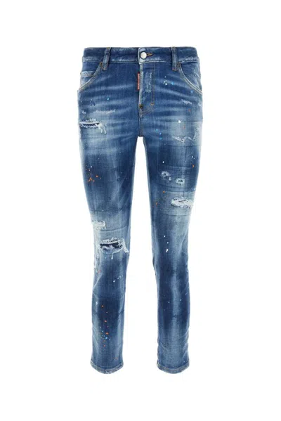 Dsquared2 Medium Waist Flared Jeans In Navy