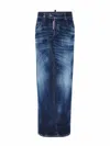 Dsquared2 Medium Wash Denim Maxi Skirt With Front Split In Blue