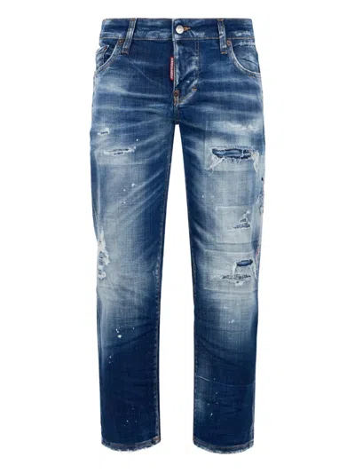 Dsquared2 Medium Wash Distressed Jeans In Blue
