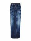 Dsquared2 Medium Wash Denim Maxi Skirt With Front Split In Blue