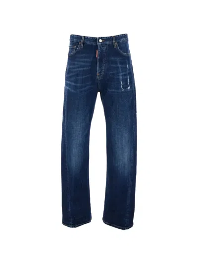 Dsquared2 Medium Wash Teddy Jeans In Animal Print