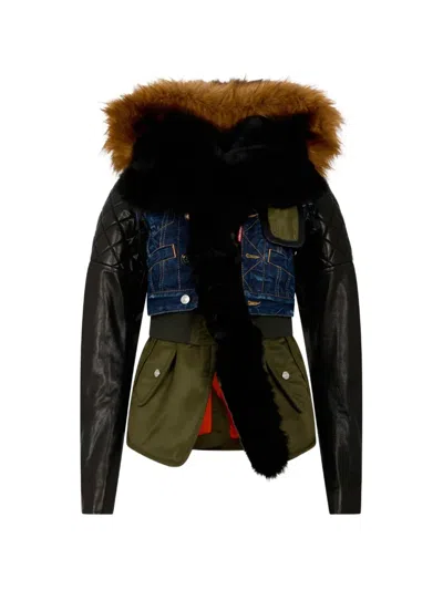 Dsquared2 Medium White & Black Spots Hybrid Nylon Parka