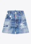 Dsquared2 Logo-tag Distressed Denim Shorts In Denim