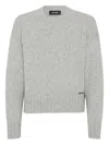 Dsquared2 Wool And Cashmere Crew-neck Sweater With Kangaroo Pocket In Gray