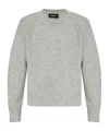 Dsquared2 Wool And Cashmere Crew-neck Sweater With Kangaroo Pocket In Gray