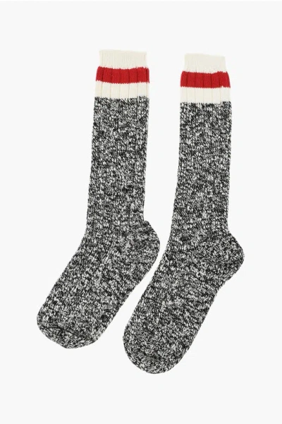 Dsquared2 Melange Fabric Demie Long Socks With Contrasting Detail