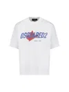 Dsquared2 White T-shirt With Logo Print On The Front In Cotton Man In White
