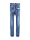 Dsquared2 Blue Jeans With Ripped Details And Logo Patch On The Rear In Blue