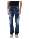Dsquared2 Distressed Belt Loop Trousers In Navy Blue