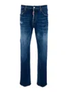 Dsquared2 643 Blue Jeans With All-over Details And Logo Patch On The Rear In Denim Man In Blue