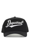 Dsquared2 Black Baseball Cap With Maxi Logo Lettering On The Front In Cotton Man In Black