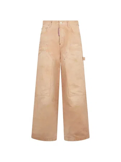 Dsquared2 Men Baggy Carpenter Jeans In Neutral