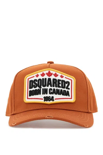 Dsquared2 Men's Baseball Cap With Logo Patch In Brown