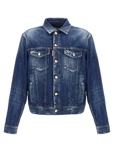 Dsquared2 Men 'be Cool Be Nice Wash L.a.' Jacket In Blue