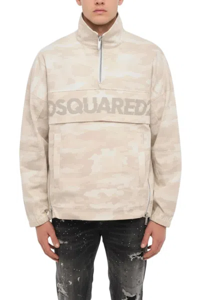 Dsquared2 Men Beige Mock Collar Jacket In Neutral