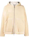 Dsquared2 Leather And Shearling Hooded Jacket In Beige